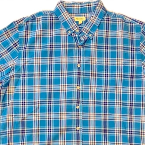 Sonoma button down short sleeve plaid shirt. Men’s Size XL - Picture 6 of 9